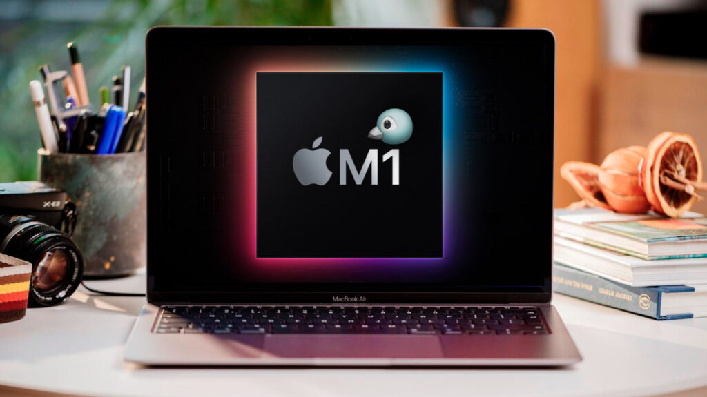 a macbook with Apple's M1 chip